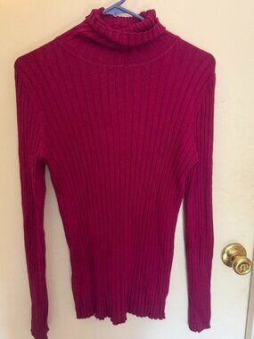 George Magenta Ribbed Turtleneck W XL